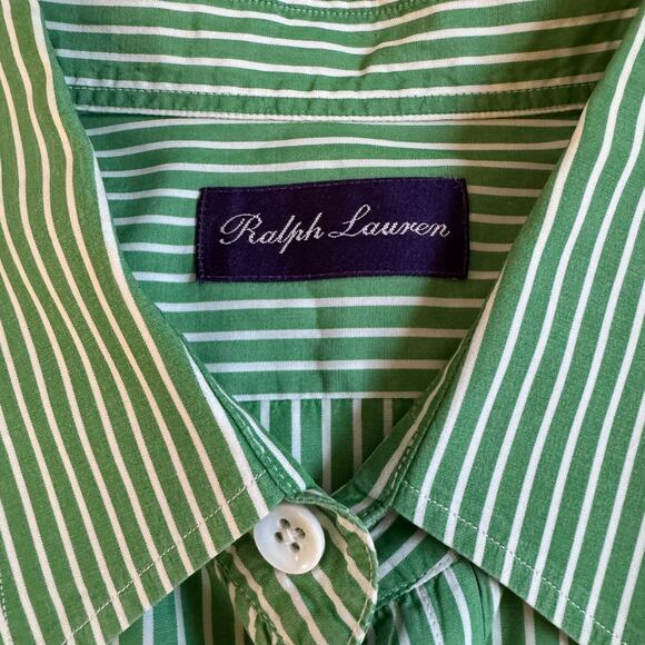 Ralph Lauren Purple Label Mens Stripe Long Sleeve Dress Shirt EUC Size XL Preppy - Picture 7 of 13